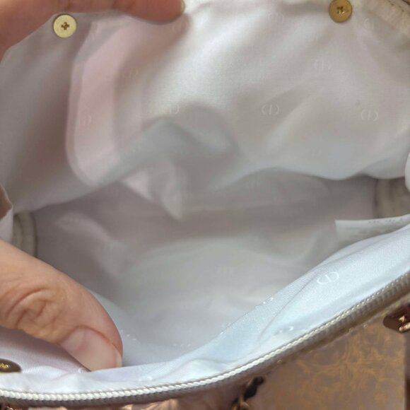 Dior Beauty Cosmetic Bag Toiletry Pouch Tan Gold *** The custom added chains - Picture 3 of 4